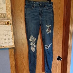 American Eagle Outfitters Blue Ripped Skinny Jeans